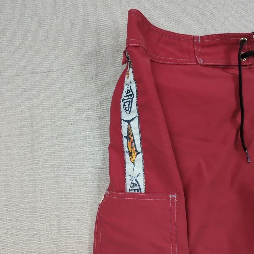 AFTCO Shorts Mens 34 Red Fishing Performance Outdoor Stretch Cargo